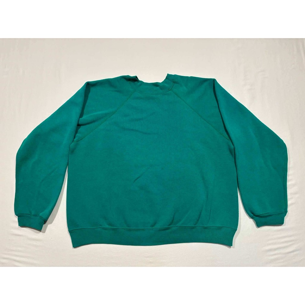 Vintage Tultex Sweatshirt Mens Medium Teal Green Raglan Crewneck Made in USA
